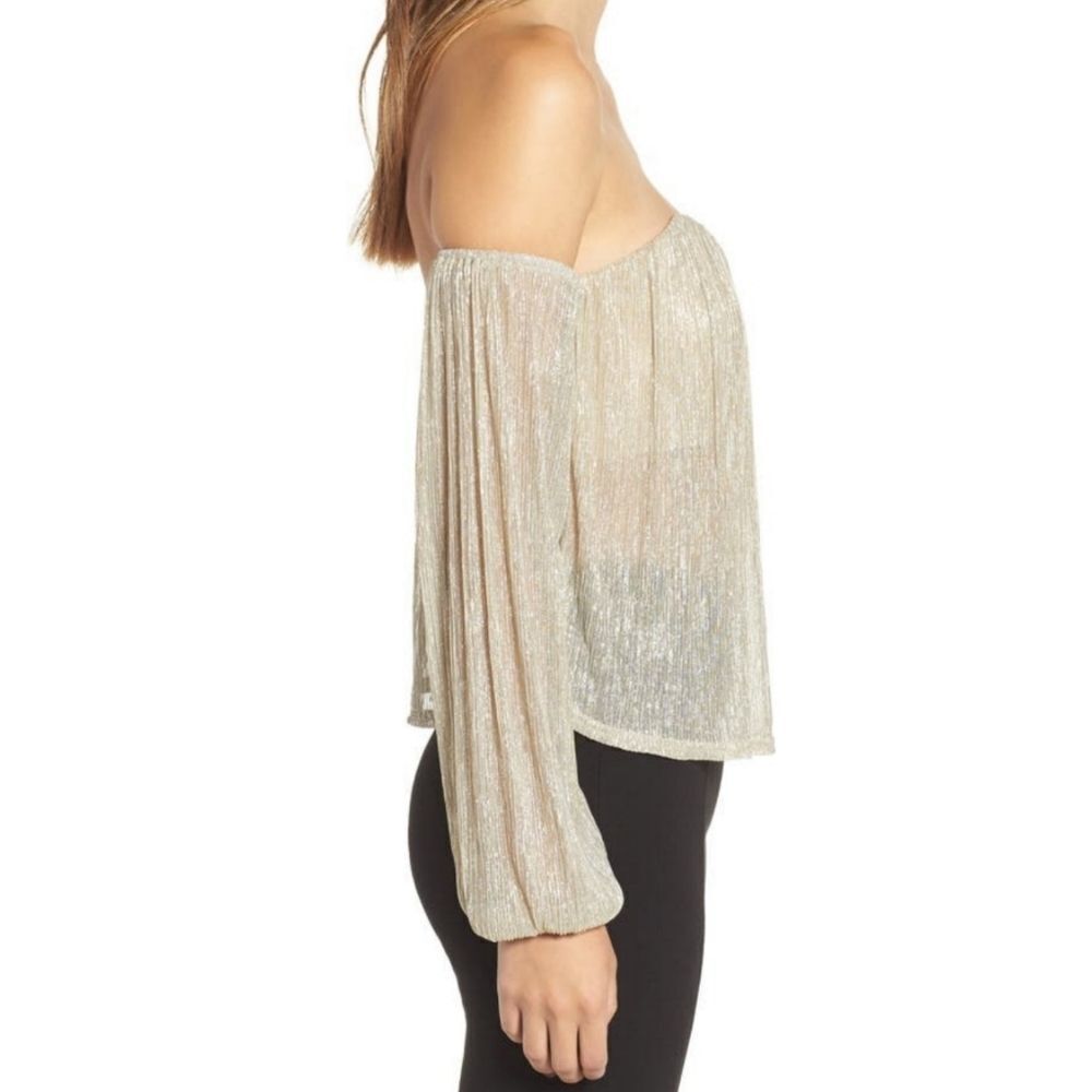 NWT 4SI3NNA Off the Shoulder Shimmer Top XS - Picture 5 of 10